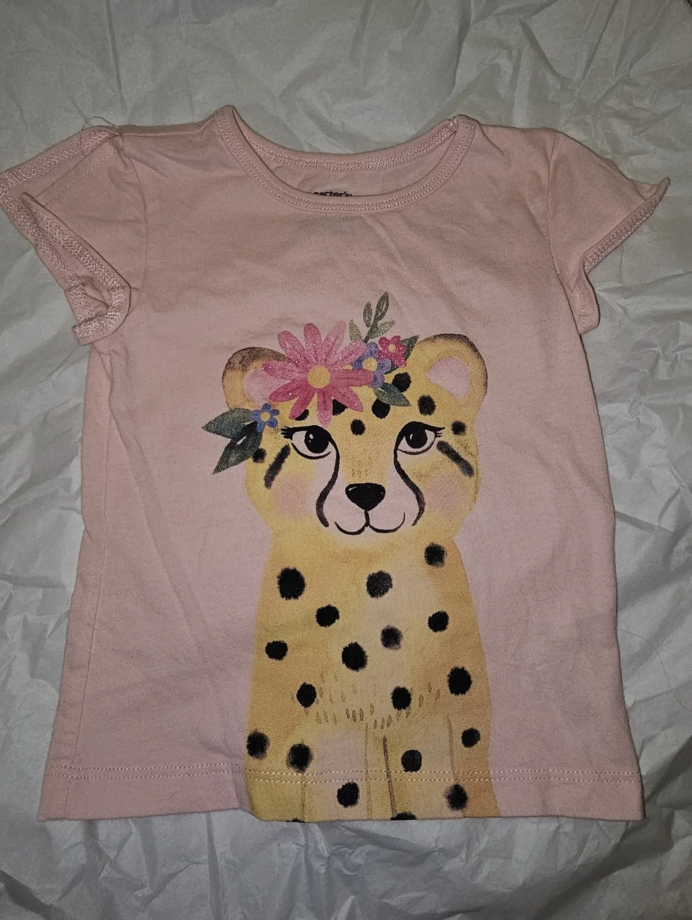 Set Of Two Kids' Colorful Tees- Pink Metallic Cheetah- 18 Month